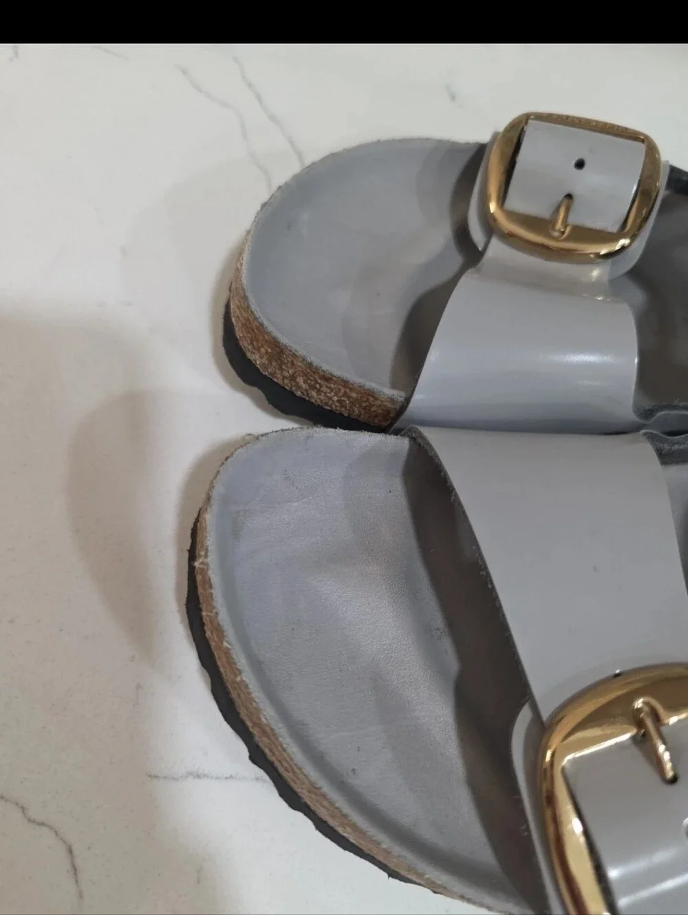 Birkenstock Arizona Big Buckle Sandals High Shine Stone Coin EU38 7.5 Narrow Fit